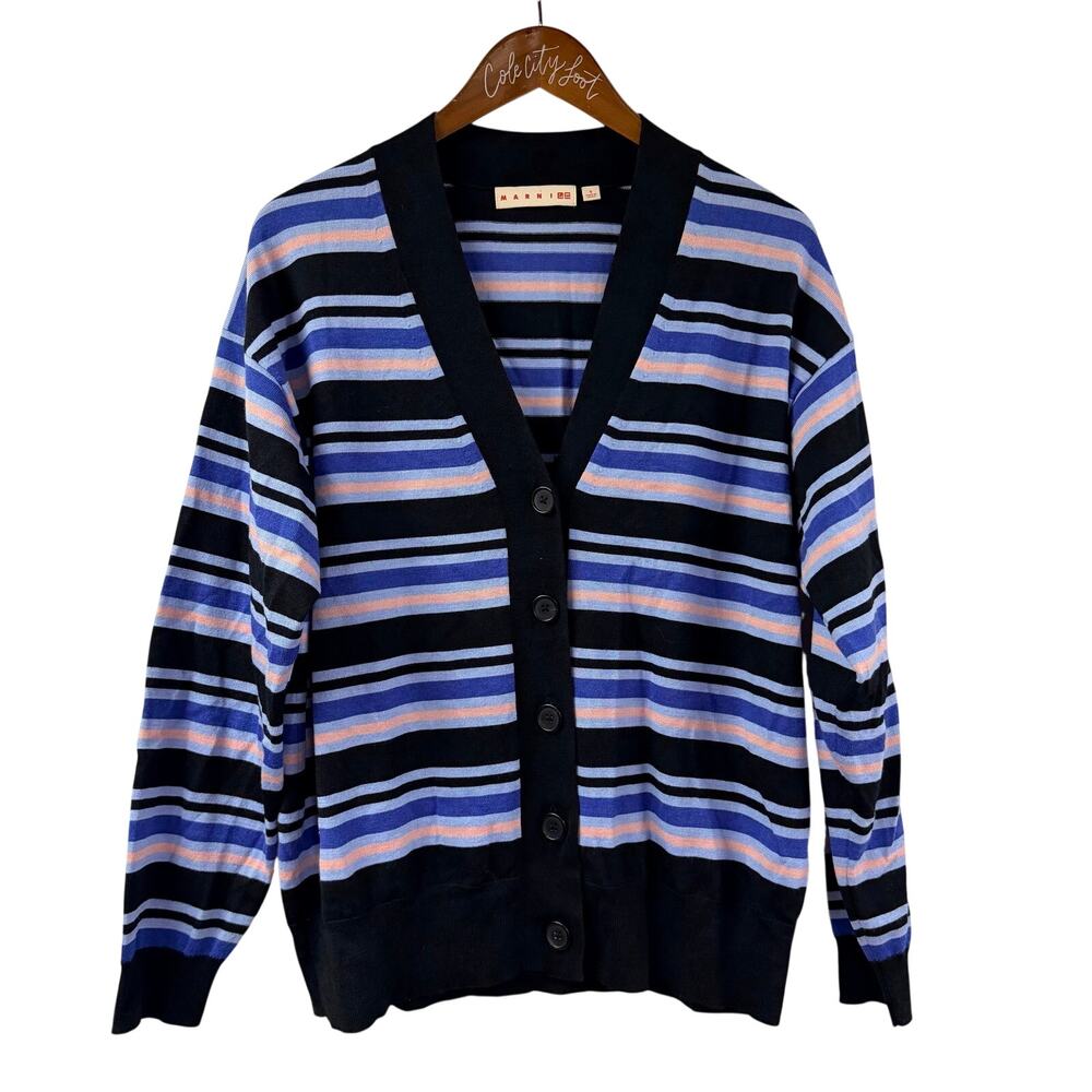 Marni x Uni Qlo Oversized Striped V Neck Cardigan Sweater Small